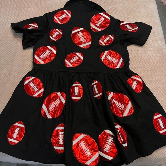 QUEEN OF SPARKLES | Black & Red Football Romper | NEW/NEVER WORN | Size: XS - Picture 2 of 9